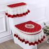 3 PCS/Set Gold Velvet Lace Toilet Seat Cover Set Toilets U-Shaped Coat Home Bathroom Toilets Mat Tank Cover Toilet Cover Sets