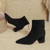 Coarse heel short boots women's autumn and winter new pointed high heel boots suede thin elastic boots medium tube fashion boots