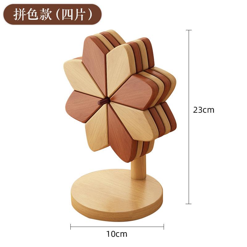 Windmill heat insulation pad, dining table decoration, creative home good, solid wood pot holder, foldable cup mat, bowl mat