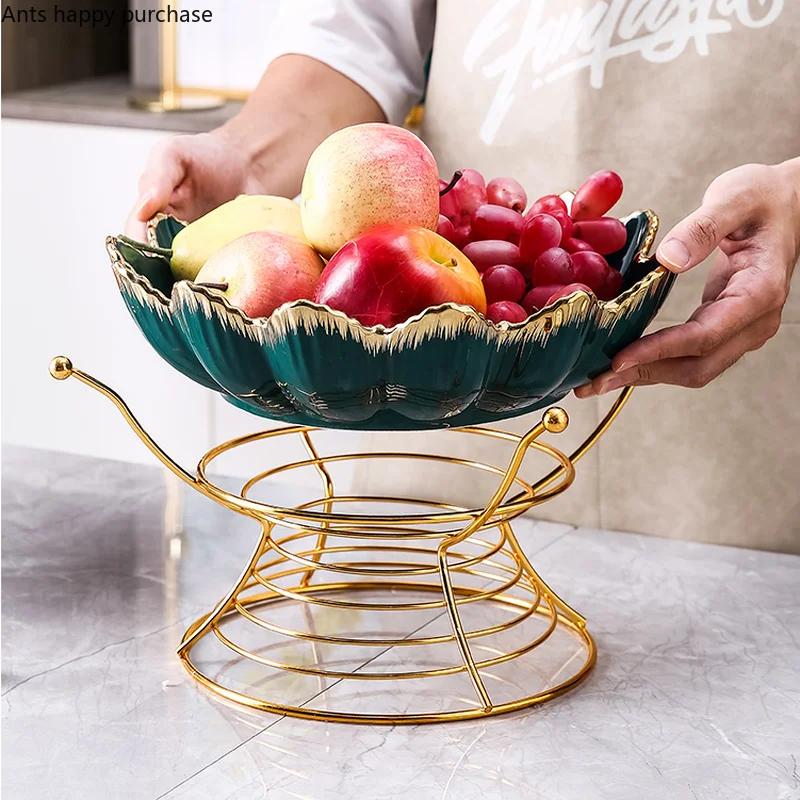 Schmiedeeiserne Keramik-Obstteller, Süßigkeiten-Snack-Tablett, Salatschüssel, Dessertschüssel, Tortenständer, Dim-Sum-Teller, Obstschale, dekorative Teller