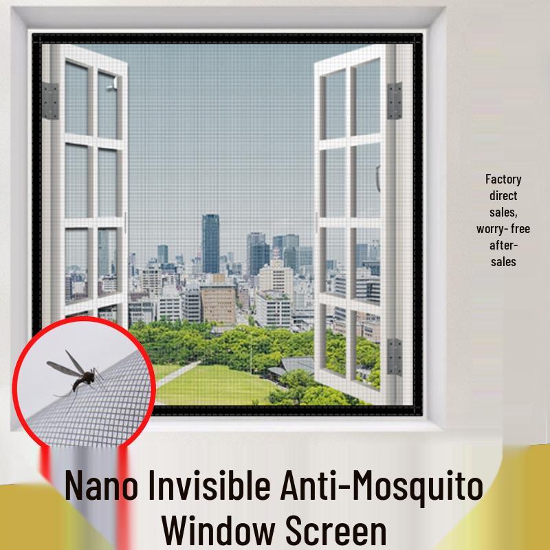 Nano Mesh Breathable Mosquito-Proof Window Screen with Velcro Easy Installation, Self-Adhesive, Hole-Free Design for Home.