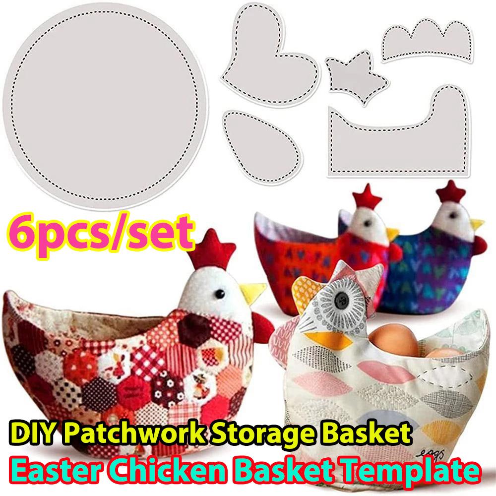 6pcs/set Easter Chicken Basket Template Quilting Ruler Sewing Stencil Drafting Tools DIY Crafts Sewing DIY Storage Basket