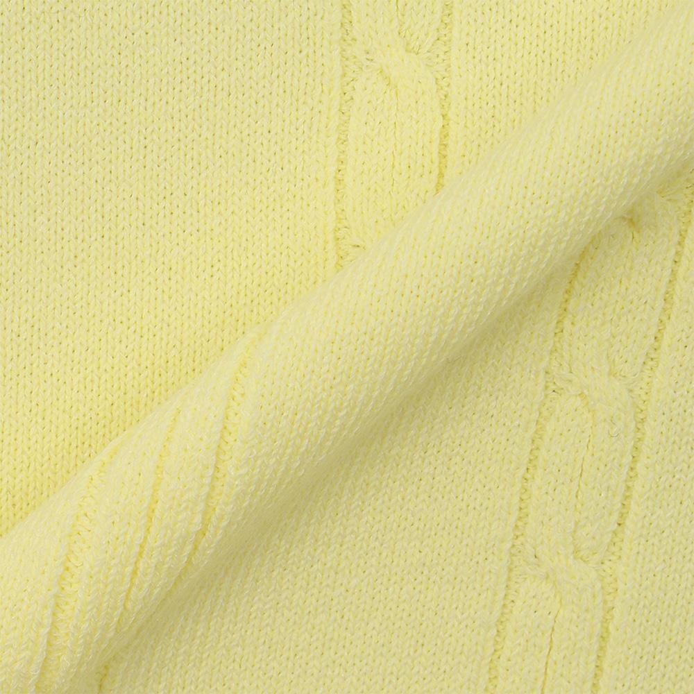 MALBON GOLF M Chain Cable Pattern Casual Short Sleeve Knit Lemon Yellow (Woman)