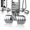 Men's Stainless Steel & Titanium Dumbbell Pendant Necklace - Trendy Sports Fashion Jewelry