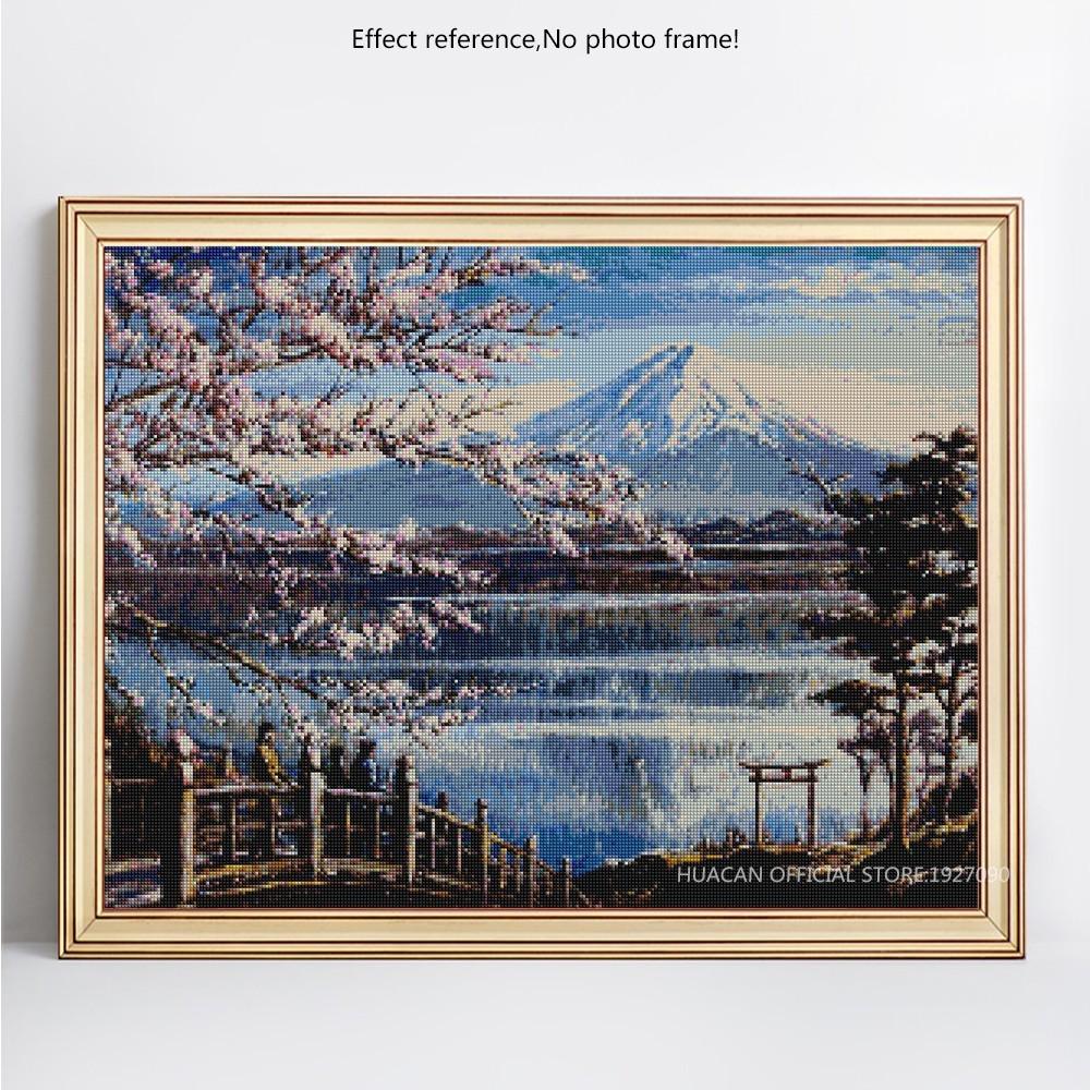 Diamond Painting Full Round Mount Fuji Broderi Rhinestone Picture Diamond Painting Cross Stitch