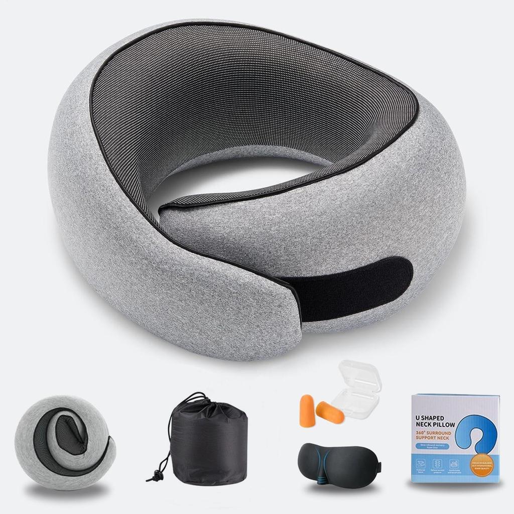 U-Shaped Memory Foam Neck Pillow: Comfortable, Portable Support for Travel