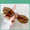2025 New F Letter Frameless Diamondset Polygonal Sunglasses Fashionable Street Shot Sunglasses Women 90271