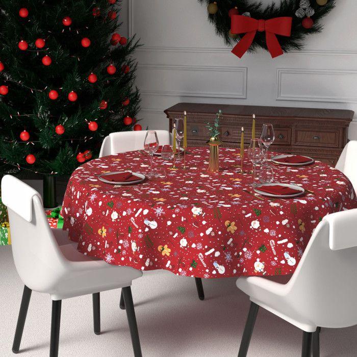 Nappe festive imprimée anti-tâches ronde diamètre 180 cm CANDY, par Soleil d'Ocre