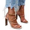 New Women's Shoes Slip-on Women's Sandals Fashion Peep Toe Dress Sandals Women High Quality Plus Size Solid Heeled Sandals