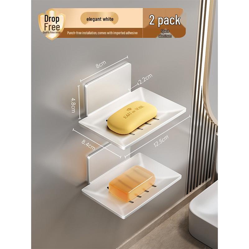 Gun Gray Aluminum Wall-Mounted Soap Dish - Creative, Punch-Free Draining Holder for Bathroom Storage