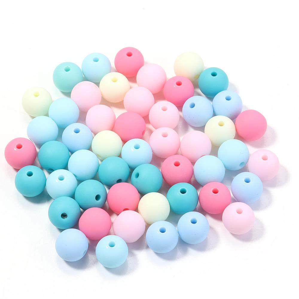 6/8/10/12/14mm Mix Colored Matte Acrylic Spacer Beads Loose Jewelry Round Beads For Making Bracelet Necklace Earring DIY Jewelry