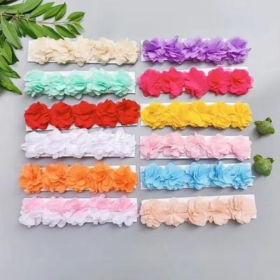 Süßes Chiffon-Blumen-Baby-Stirnband Elastisches Mehrschichtiges Stirnband Girlande Turban Haarband Fotografie Requisite
