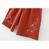 Spring Women Wide Leg Pants Fashion Summer  Casual Solid Embroidery Straight Sleeve High Waist Loose Drawstring Pocket Cotton Trousers