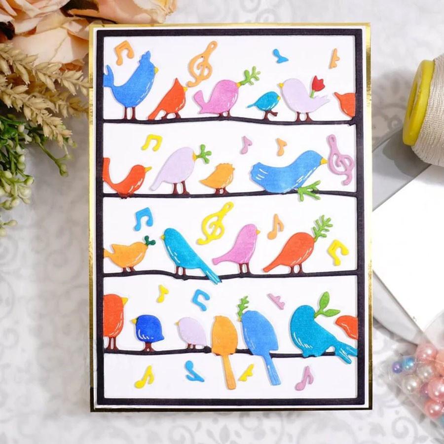 Birds Background Metal Cutting Dies Stencil for DIY Scrapbooking Photo Album Embossing Paper Cards Crafts Diecuts