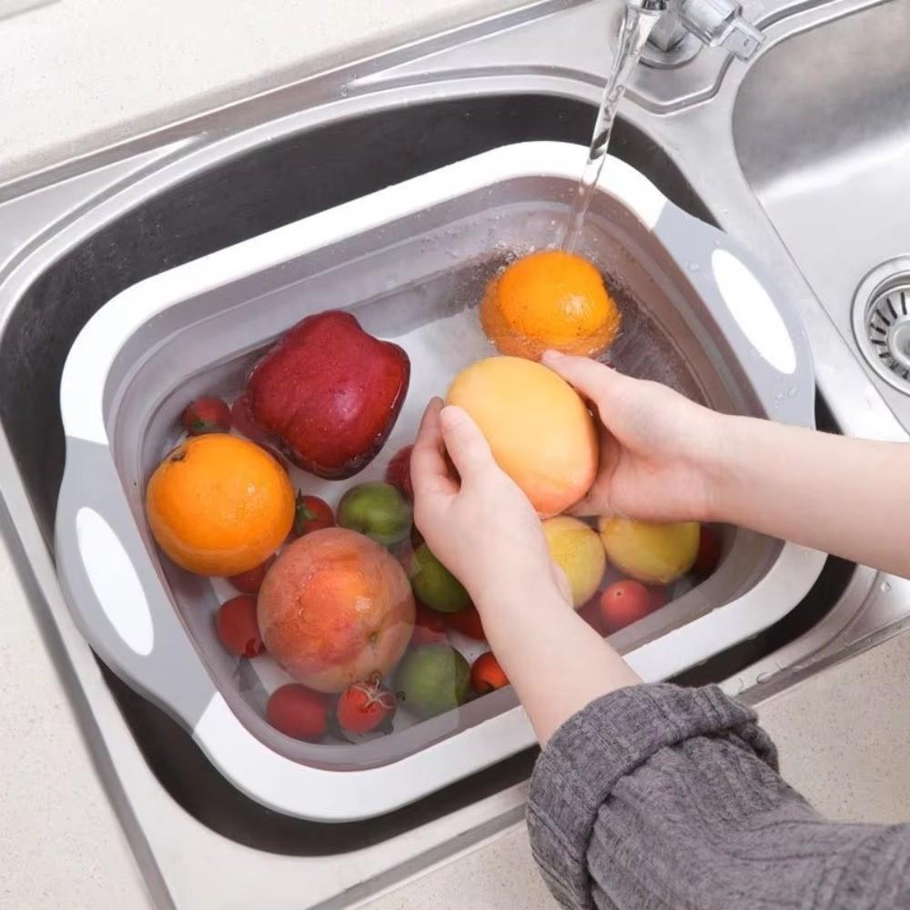 Portable Folding Wash Basin 3 In 1 Veggies Fruits Storage Basket  for Picnic Camping