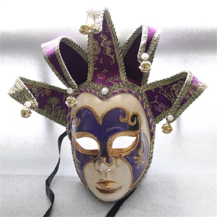 Masquerade Mask With Bells Vintage Jolly Jester Mask Comedy Mask Masquerade Decoration Mask for Men Women Halloween