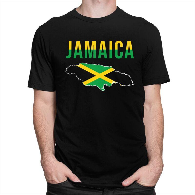 Custom Jamaica Flag Map T Shirt for Men 100 Cotton Tshirt Casual Tee Short Sleeve Jamaican Proud Tshirt Slim Fit
