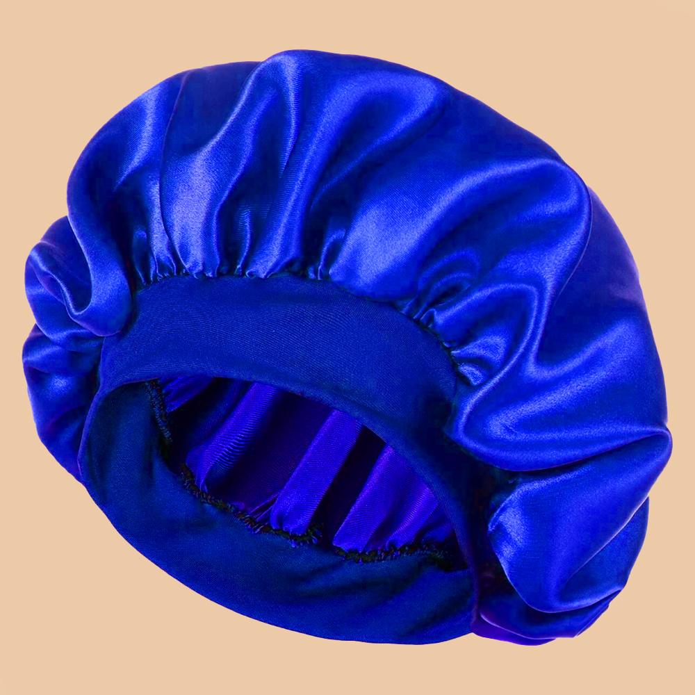 1pc Women's Solid Color Satin Wide-Brimmed Shower Cap Suitable For Daily Use Silk Bonnet Satin Bonnet