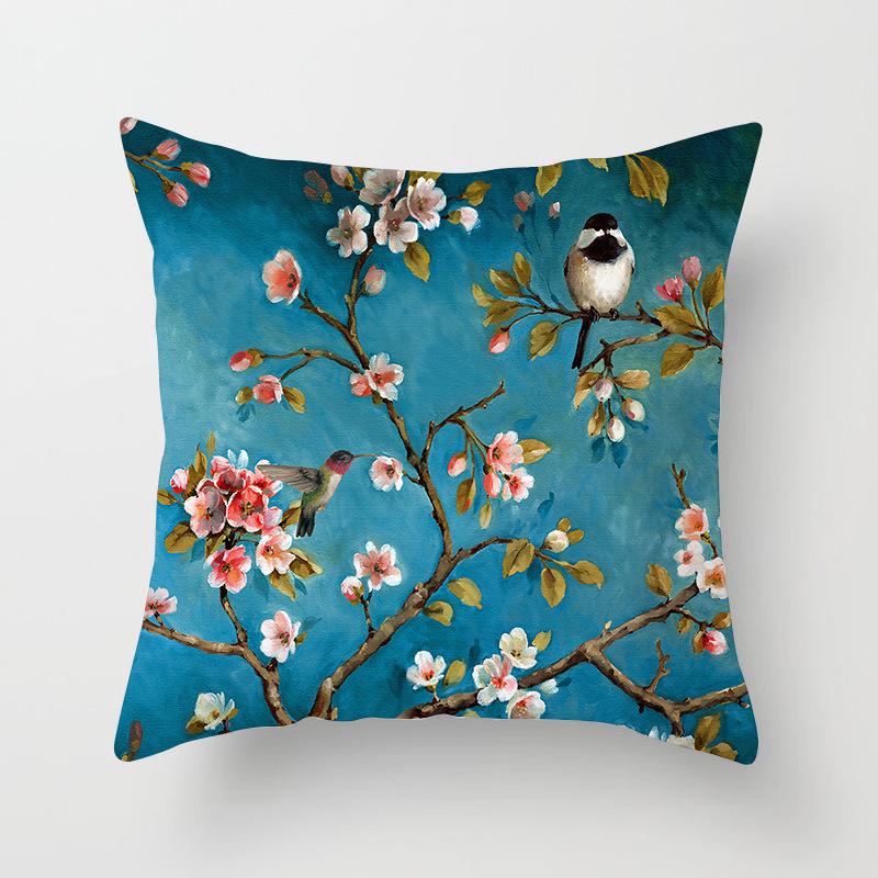 Ins Plant Flower Pillow Digital Printing Car Sofa Cushion Cover Shopee Home Soft Furnishings
