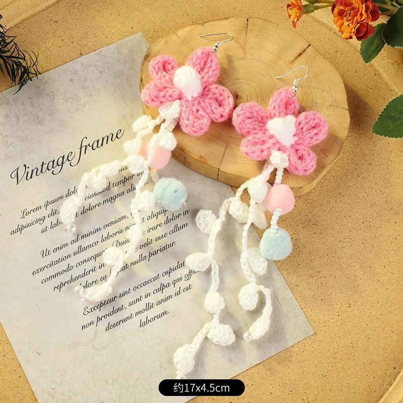 Bohemian retro earrings vacation long contrasting tassel personality temperament earrings women
