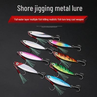 Fishing Lure Iron Plate with Double Blood Groove Hooks for Long Casting (7g, 10g, 15g) - Ideal for Spanish Mackerel, Bass, Culter.