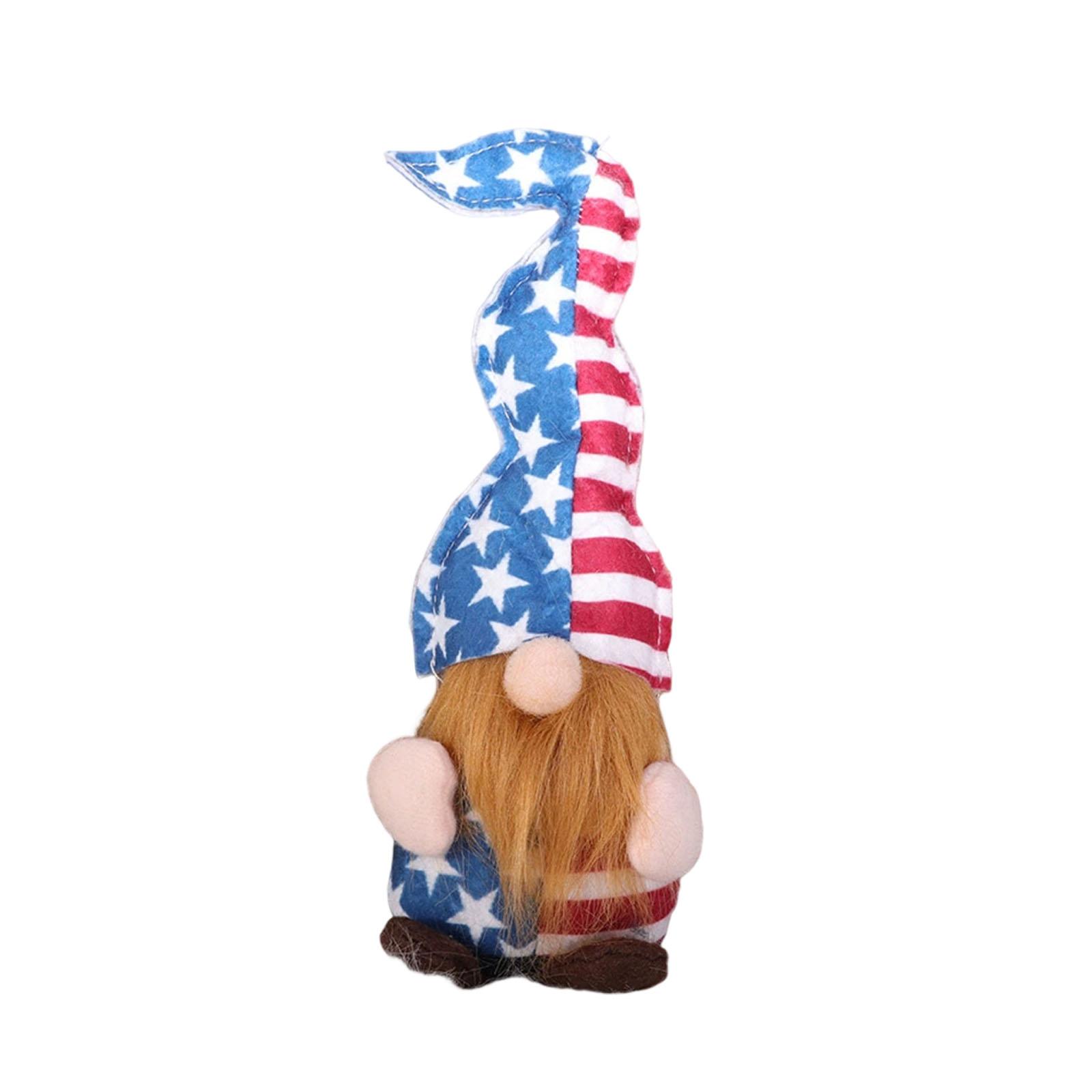 Patriotic Gnome Figurine Plush Doll Faceless Desktop Ornament for Home Table Window Holiday Party Decoration Display One Size