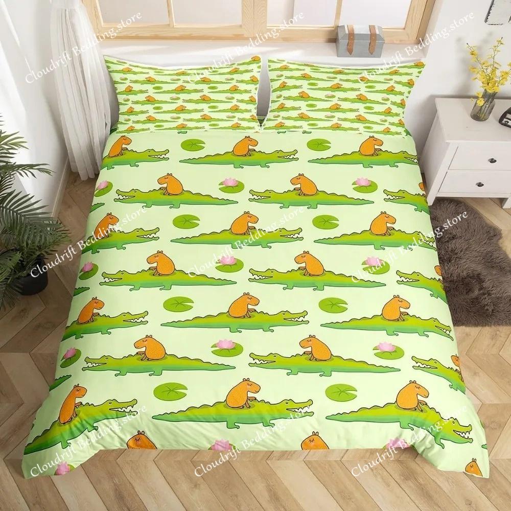 Capybaras Motif Bed Linen,Microfibre Bedding Sets, Children's Bed Linen for Teenagers 3D Animal Printed DuvetCover