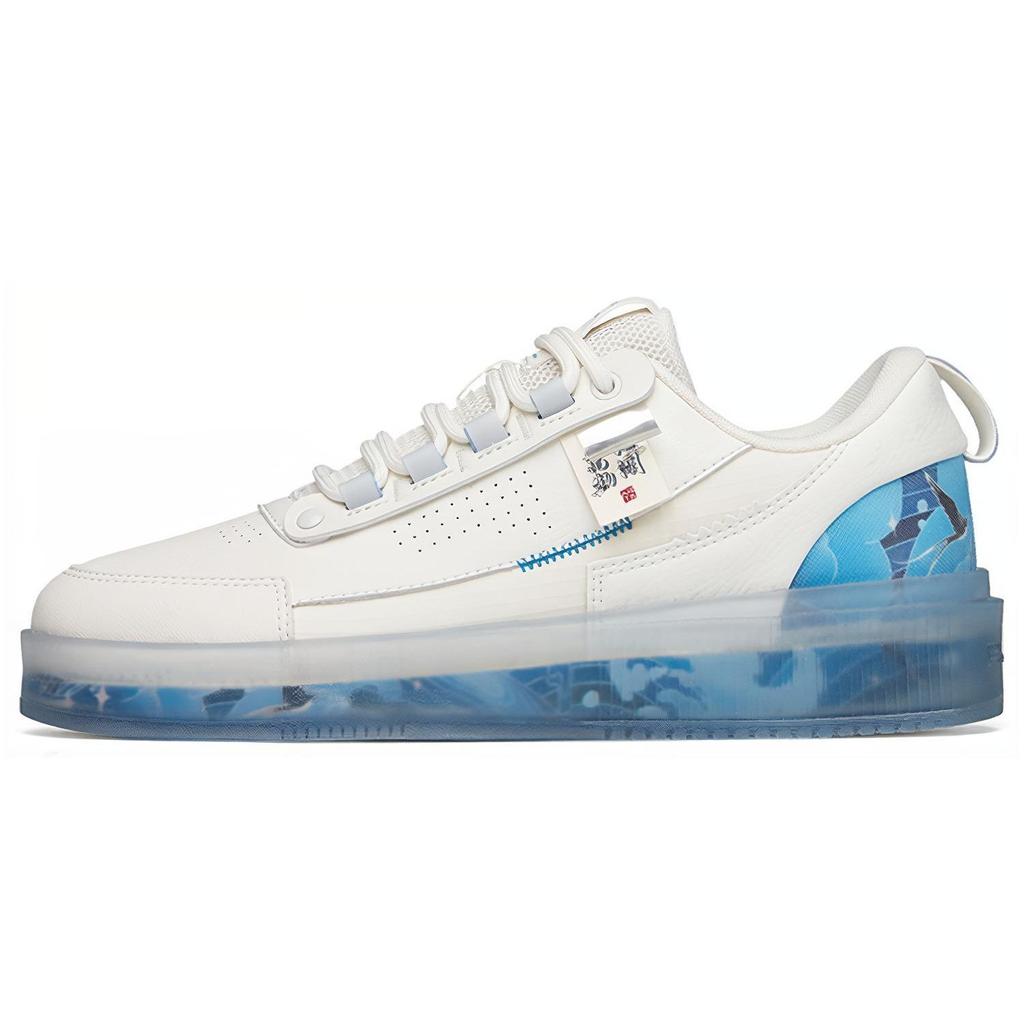 Anta Transparent Sole Casual Jelly Shoes Non-Slip Wear-Resistant Lightweight Low-Top Skate Shoes Men Sneakers White Blue 912228030-6