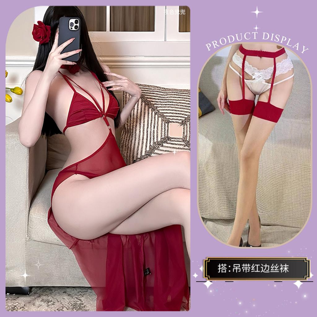 Sexy Underwear, Sexy Suspender Temperament, Royal Sister Backless Neck Mesh Small Size Skirt, Hanfu Suit Women