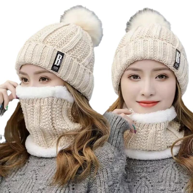 New autumn and winter velvet thickened ear protector wool hat women's cycling cold winter outdoor knitted cotton hat