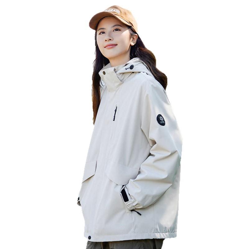 25 New tooling jacket men's three-in-one warm two-piece set women's outdoor windproof and waterproof jacket customization