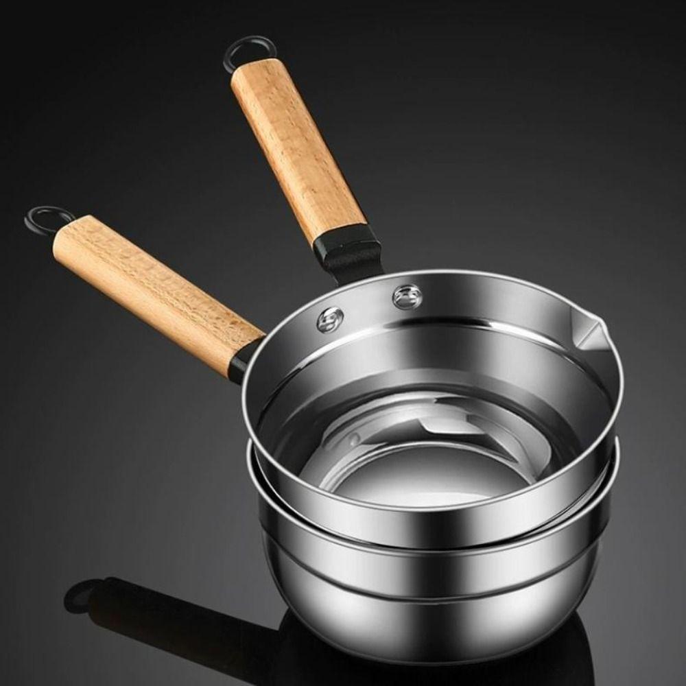 Multipurpose Water Scoops Wooden Handle Water Spoon Small Saucepan Soup Ladle  Kitchen Cooking