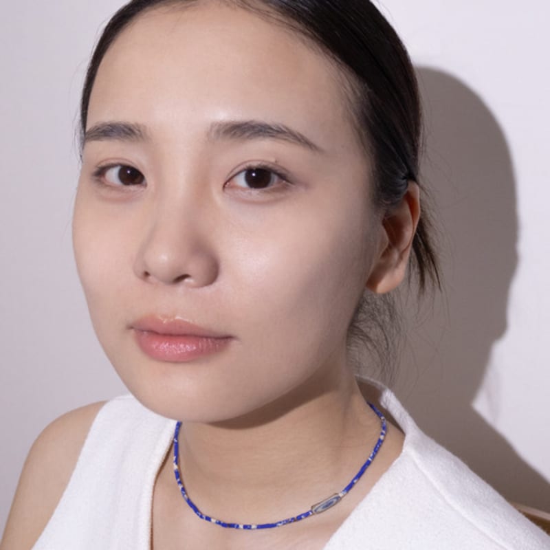 

Kiee Oshimu (Silver 925) 606 Blue Half Stone Hawaiian Lei Necklace (Silver 925)606 Blue Stone Necklace
