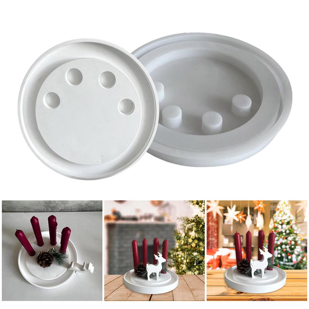 Round Resin Castes Sturdy Silicone Mold for Unique Concrete Candle Holders Accessory for Home Accent Decoration