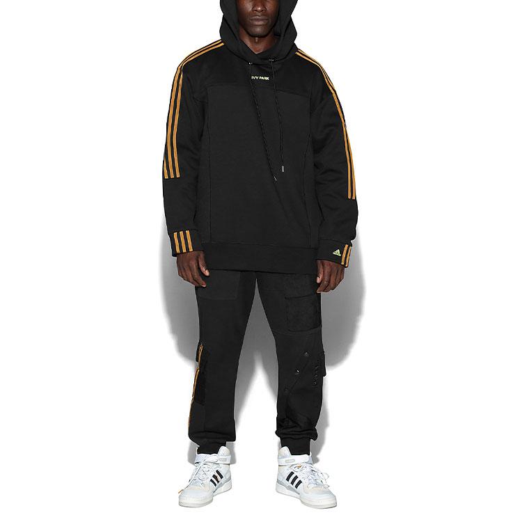 Adidas X Ivy Park Embroidered Logo Ribbed Collar Sports Hoodie Men Hoodies Black GT9085
