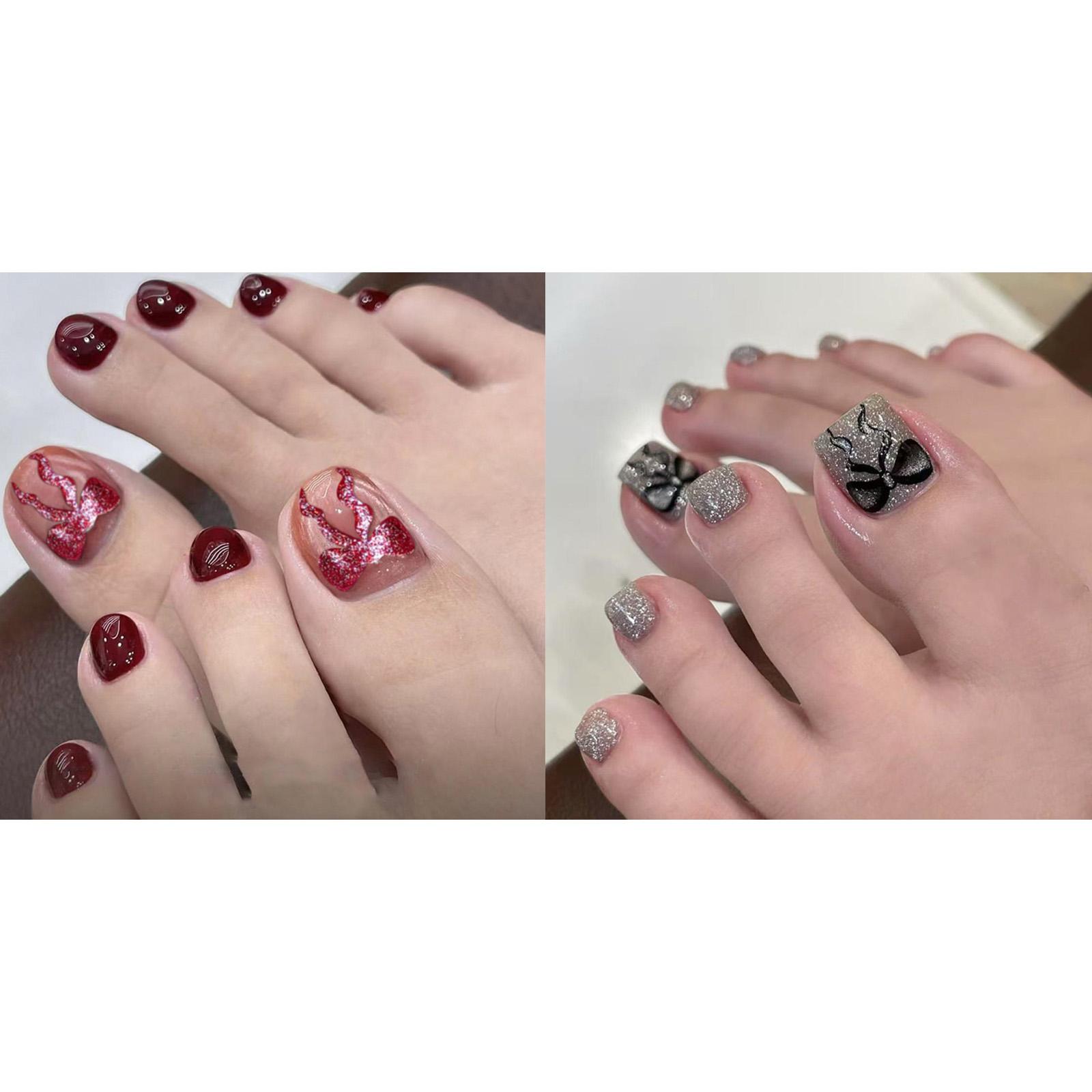 

Накладные ногти на ногах короткие квадратные искусственные ногти на ногах французский кончик накладной ноготь на ноге наклейки для ногтей на ногах для женщин 48 шт. в 12 размерах