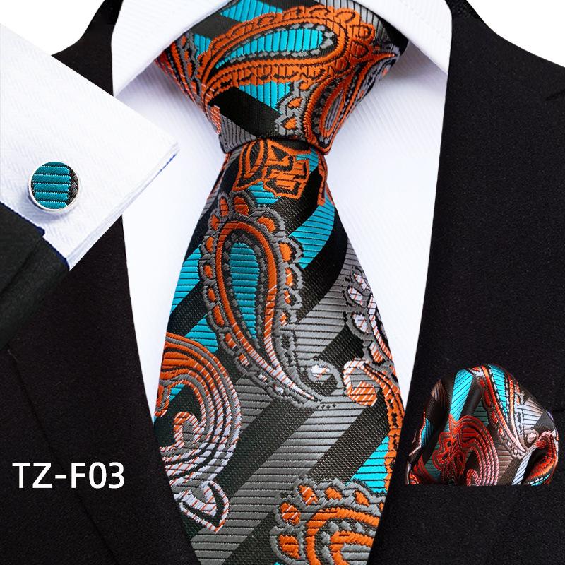 Paisley Waist Flower Men'S Tie Pocket Towel Cuff Three-Piece Set