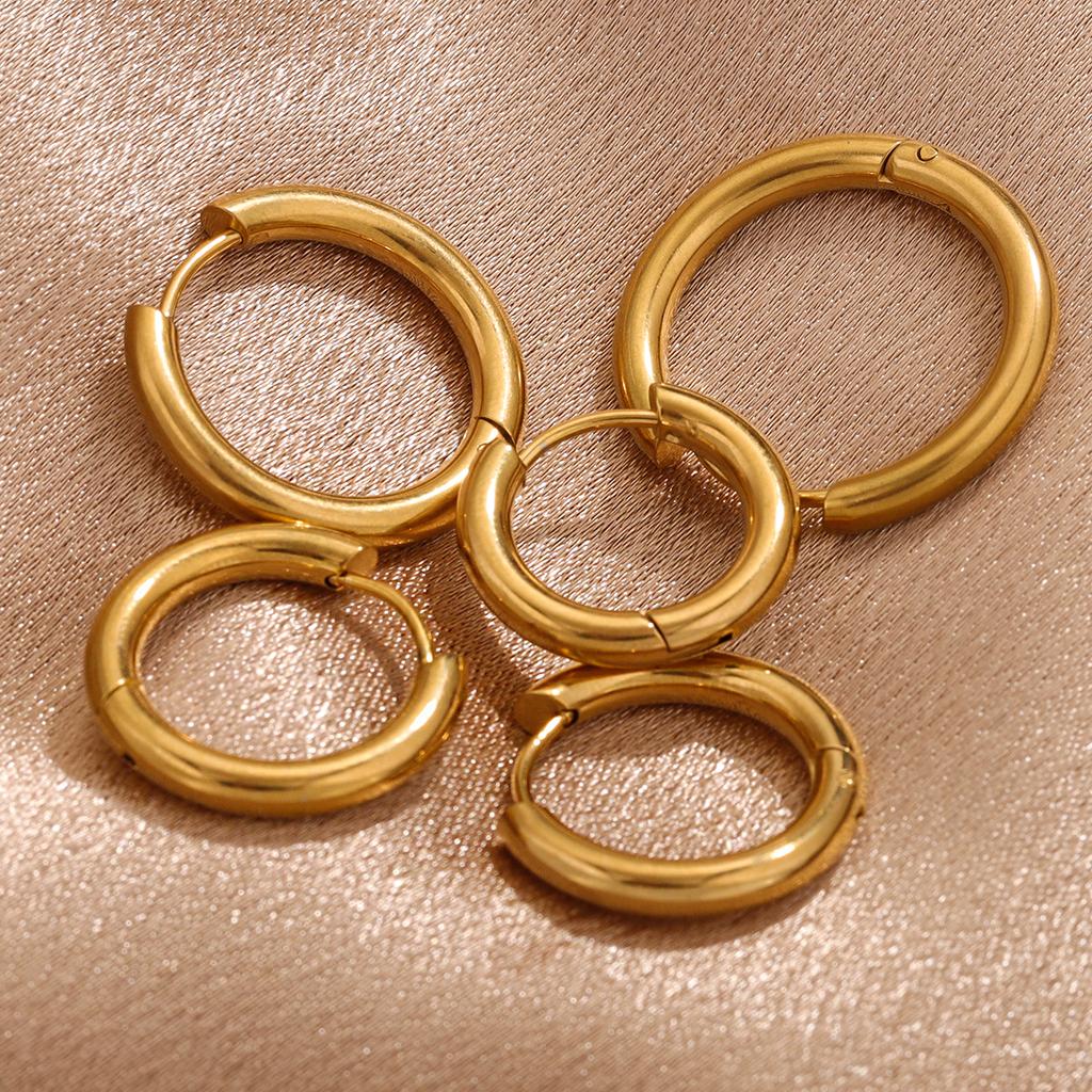 6pcs Stainless Steel 3mm 4mm Earrings PVD Gold Plated Round Korean Ear Rings Hoop Earring for Man Women Female Punk Jewelry