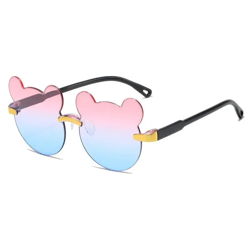 Cartoon Teddy Bear SpectacleFrame Childrens Sunglasses Gradient Color UV Resistant Sunshade Spectacles Suitable for Parties and Gatherings