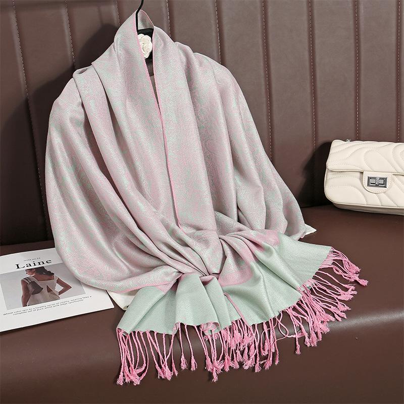 Luxury Brand Light Luxury Shawl Women'S Wrap Scarf Design Jacquard High-End Imitation Cashmere