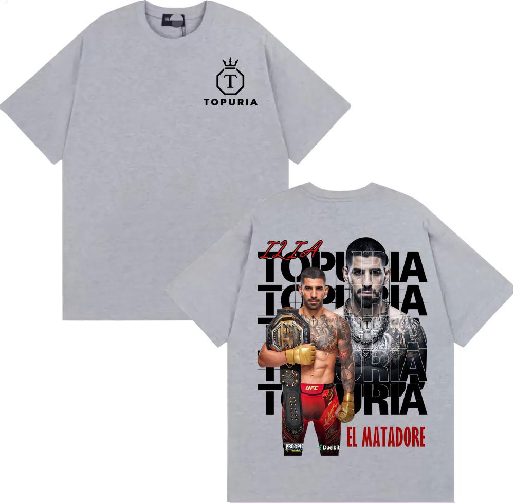 2025 Summer Limited Ilia Topuria El Matador Retro Graphic for Men Harajuku Cool Oversized  Man 100 Cotton Oversized Tshirt Y2k