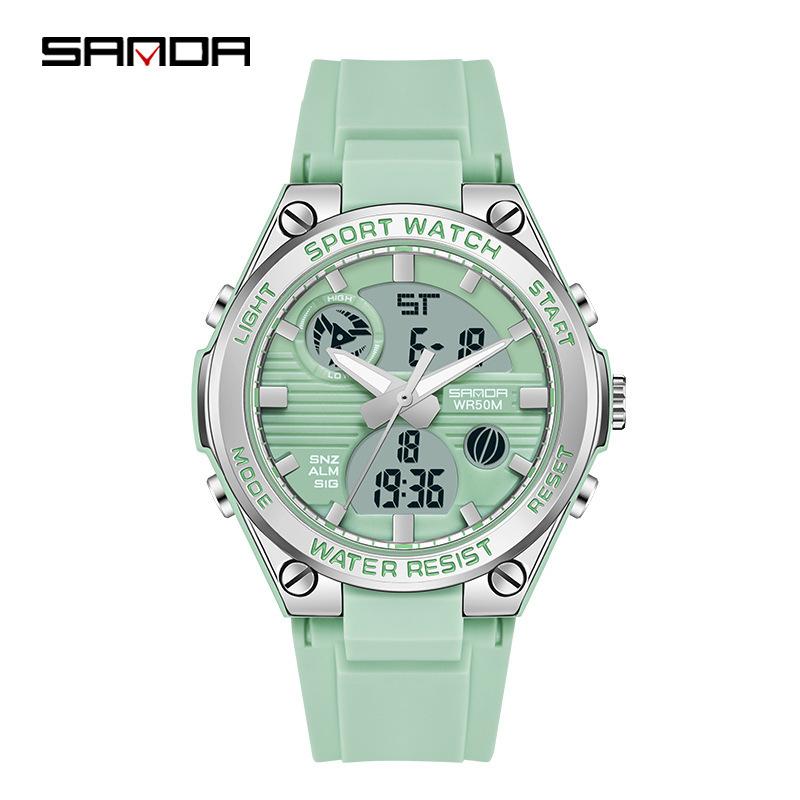 Sanda Watch New Lighting Male School Fashion Trend Digital Electronic Watch Multifunctional Waterproof And Shockproof Men'S Watch