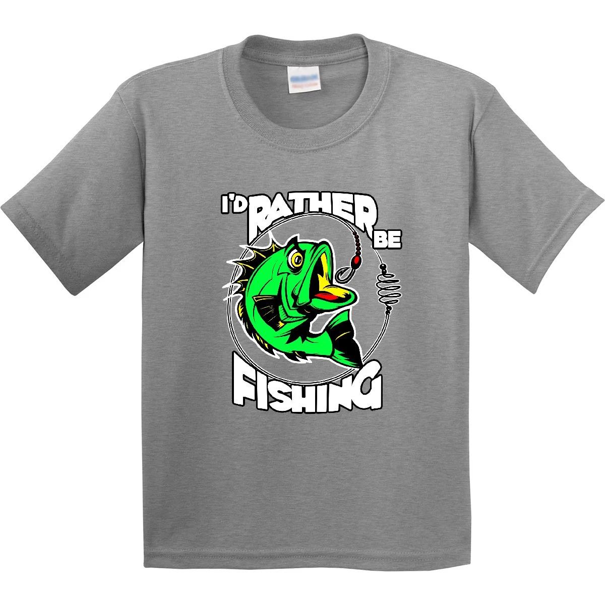 

Inktastic I d Rather Be Fishing Youth kids boys T-Shirt Fish Fisherman Tee Kids Children 150