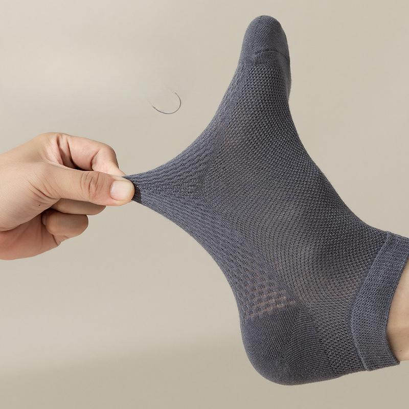 Men's Summer Thin Solid Color Sweat-absorbing and Odor-proof Short Socks, Pure Cotton Breathable Thin Mesh Business Short Socks