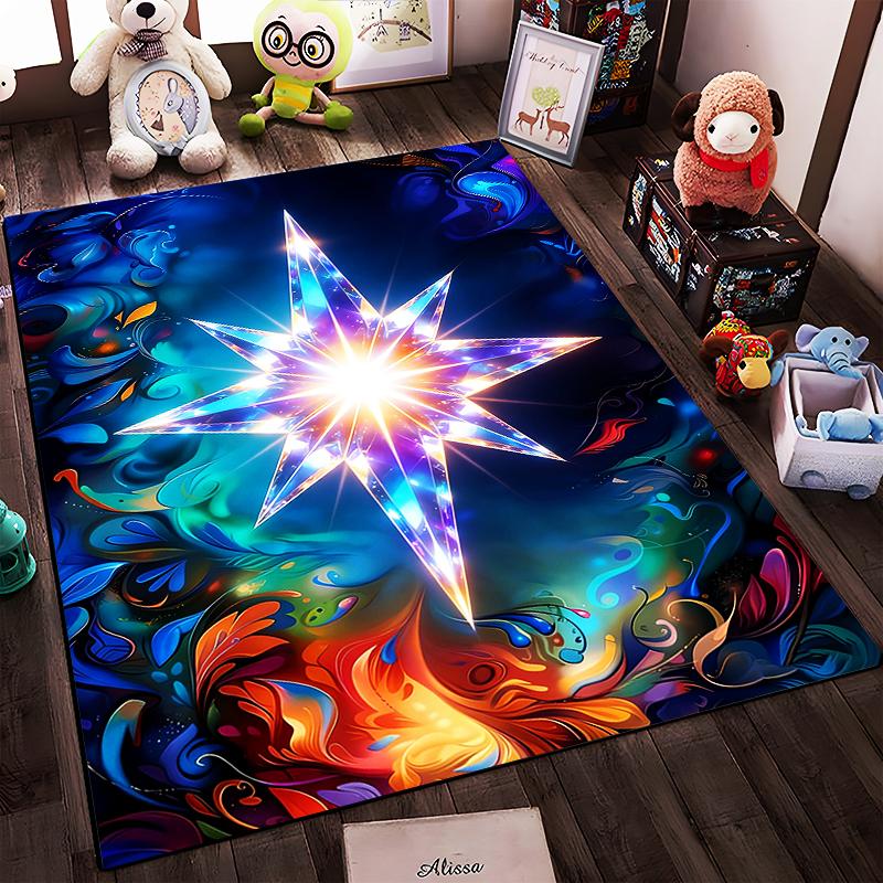Colorful Abstract Starburst Pattern Carpet with Vibrant Swirls Design Suitable for Use As an Anti-slip for Living Room Bedroom Sofas