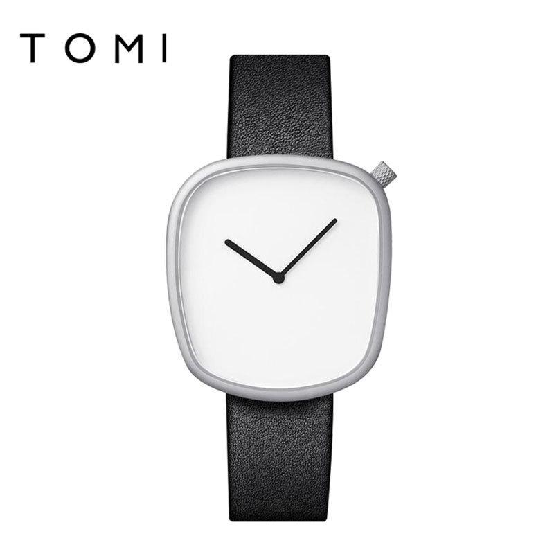 [Small] Tomi Temi Pebble Watch Quartz Fashion Men S And Women S Belt Watch Simple Square Watch