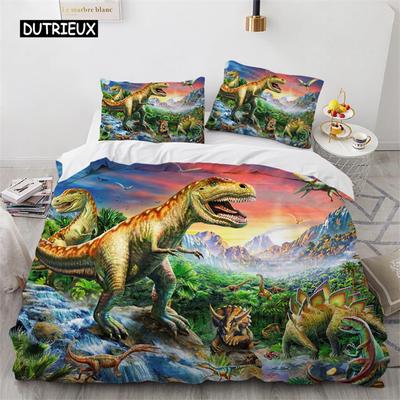 Dinosaurier Bettbezug Mikrofaser 3D Tier Bettdeckenbezug Jurassic World Park Dinosaurier Bettwäsche Set Kinder Jugendliche Geschenk Raumdeko
