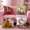 C-Calvin And H-Hobbes Cushion Cover Plush Fabric Soft Double-Sided Printed Sofa Warm Winter Home Gift Pillow Case