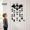 Spooky Home Decor Happy Halloween Bat Hanging Door Sign, Skull Spider Paper Black Cutouts Ornament, Large Wall Hanger for Party Supplies Sign