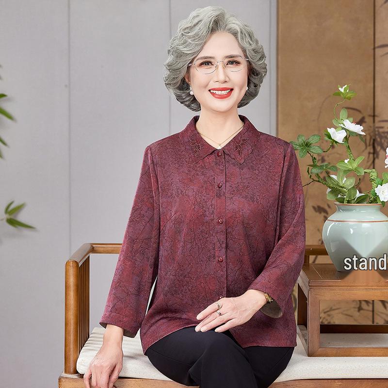 

Summer 2026 Women s Nine-Tenths Sleeve Top for Middle-aged & Elderly - Lightweight and Stylish L (Recommended: below 100 jin)